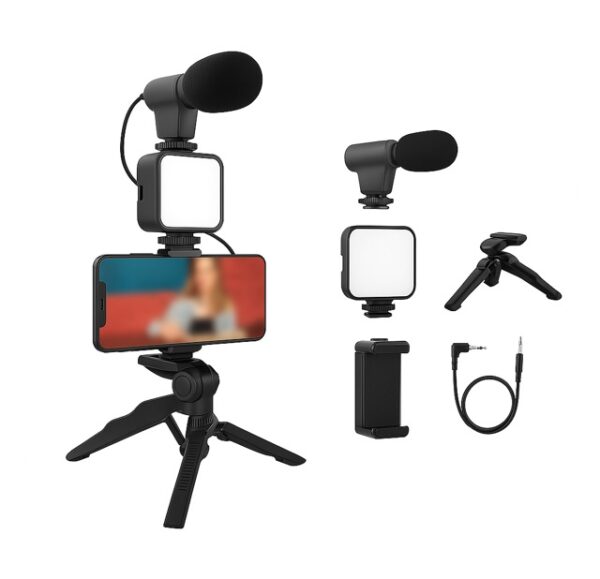 Soporte Celular Filmación Luz Micrófono Trípode Streaming