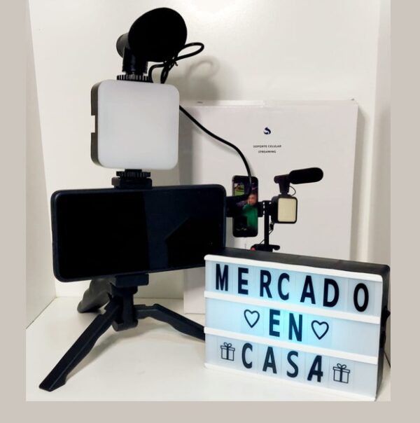 Soporte Celular Filmación Luz Micrófono Trípode Streaming - Imagen 4