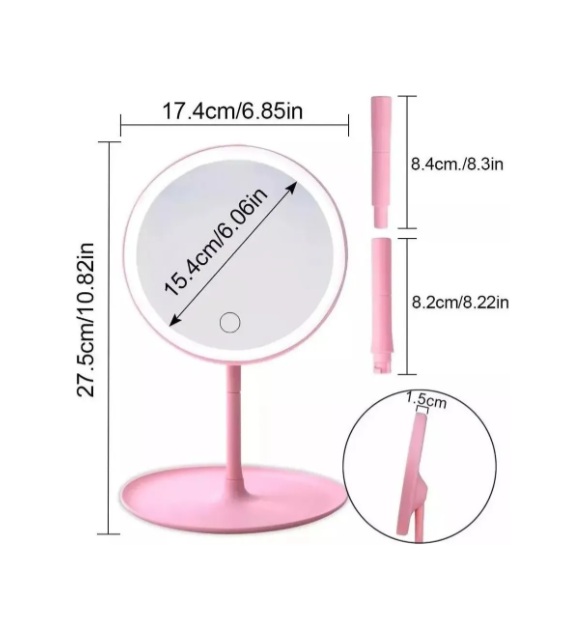Espejo Maquillaje Luz Led Touch Usb Regulable - Imagen 4