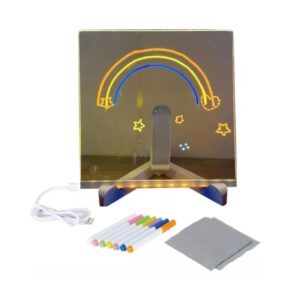 Pizarra Led Acrilica Luminosa 15x15cm Con Fibrones de Colores