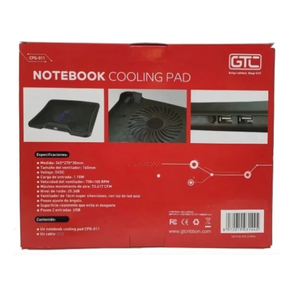 Base Cooler Para Notebook 12-15.6'' Led Cooling Pad - Imagen 3