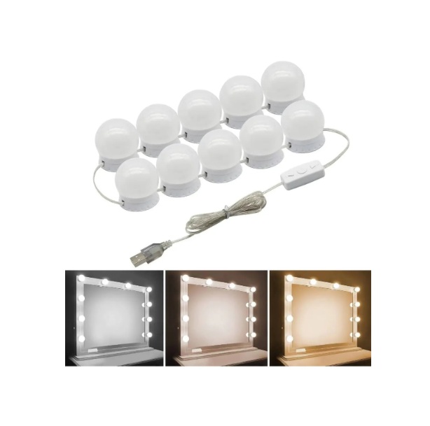 Kit 10 Focos Led Luz Usb Estilo Hollywood + Sopapa - Imagen 3