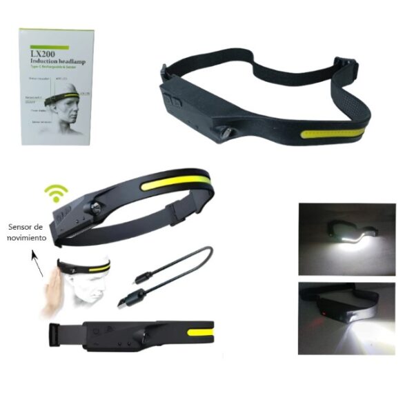 Linterna Minera Recargable con Sensor de Encendido 5 Modos