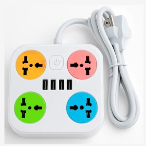 Zapatilla Toma Corriente Alargue Con 4 Puertos Usb