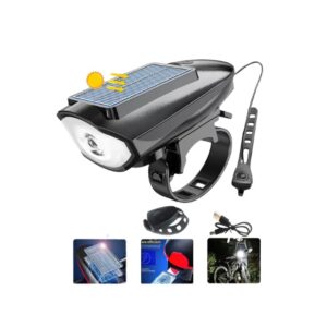 Luz Bicicleta Con Destellos y Bocina Recargable Usb & Solar