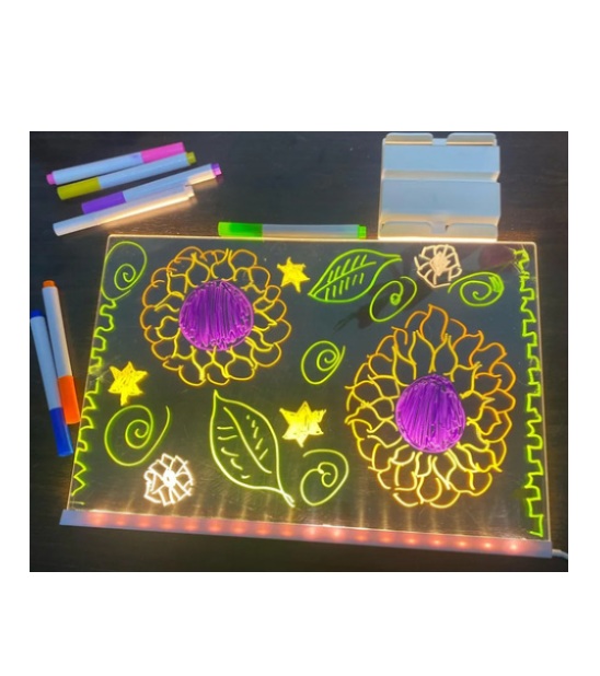 Pizarra Led Acrilica Luminosa 30x20cm Con Fibrones de Colores - Imagen 2