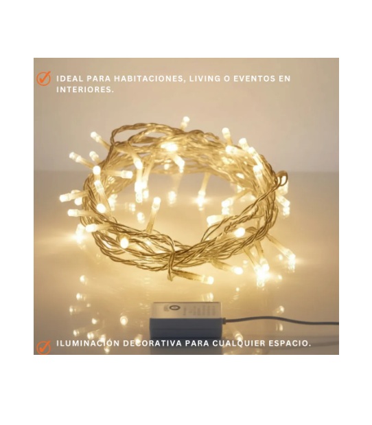 Tira Guirnaldas Led 100 Luces 10 Mts Color Amarillo - Imagen 4