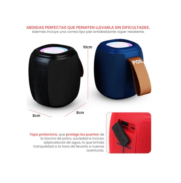 Parlante Fabric Bluetooth Portátil Recargable Led - Imagen 2