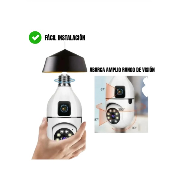 Cámara Tipo Foco Seguridad Doble Visor 360 Full Hd - Imagen 2