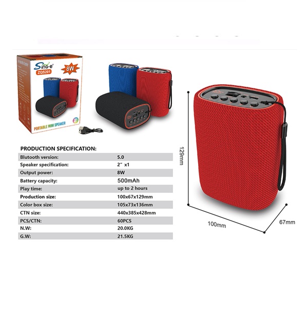 Parlante 2" Singer ZQS201 8w Recargable USB - Imagen 2