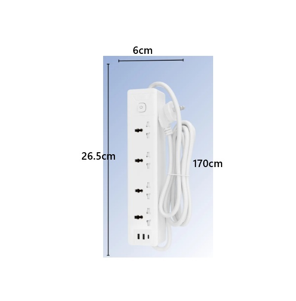 Zapatilla Electrica 4 Tomas 1.5mts + 2usb+ 1 Tipo C - Imagen 4
