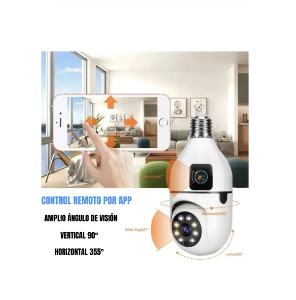 Cámara Tipo Foco Seguridad Doble Visor 360 Full Hd - Imagen 3