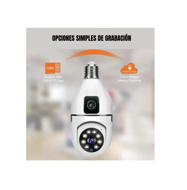 Cámara Tipo Foco Seguridad Doble Visor 360 Full Hd - Imagen 4