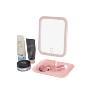 Espejo Cuadrado Para Maquillaje Luces Led Táctil Con Base